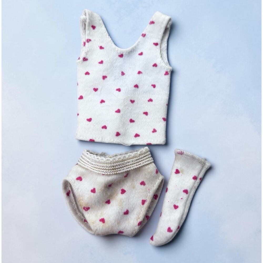 Barbie Doll dream wear valentines edition Pink Hearts Top Panties 1 Sock 80s 90s